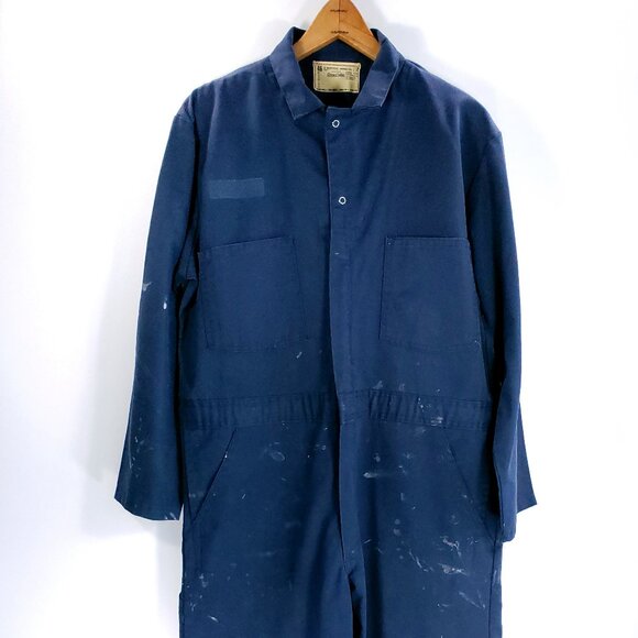 Vintage Universal Overall Co Stone Cutter Coveralls Men's 46 Union-Made Blue - Picture 1 of 12
